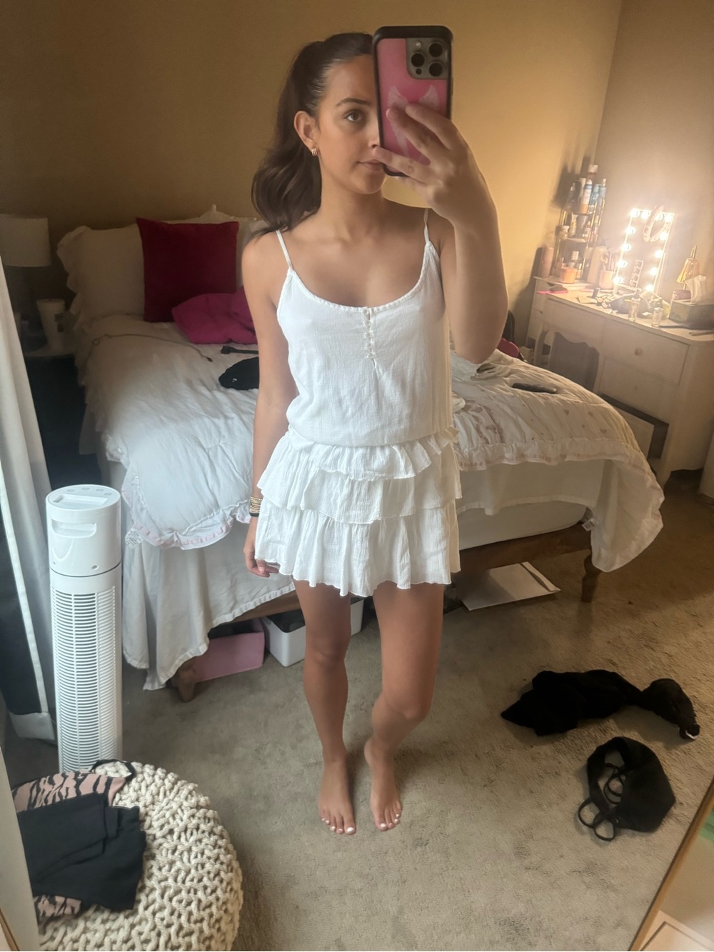 Ruby Rox White Tiered Ruffle Mini Dress